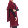 Custom Women Knitted Wool Feel Open Front cape shawl Poncho beach towel knitting patterns Wrap Cardigan Sweater Topper